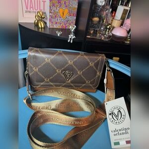 Valentino Orlandi V-3001 Status Print Cross BodyBag with Top Handle NWT